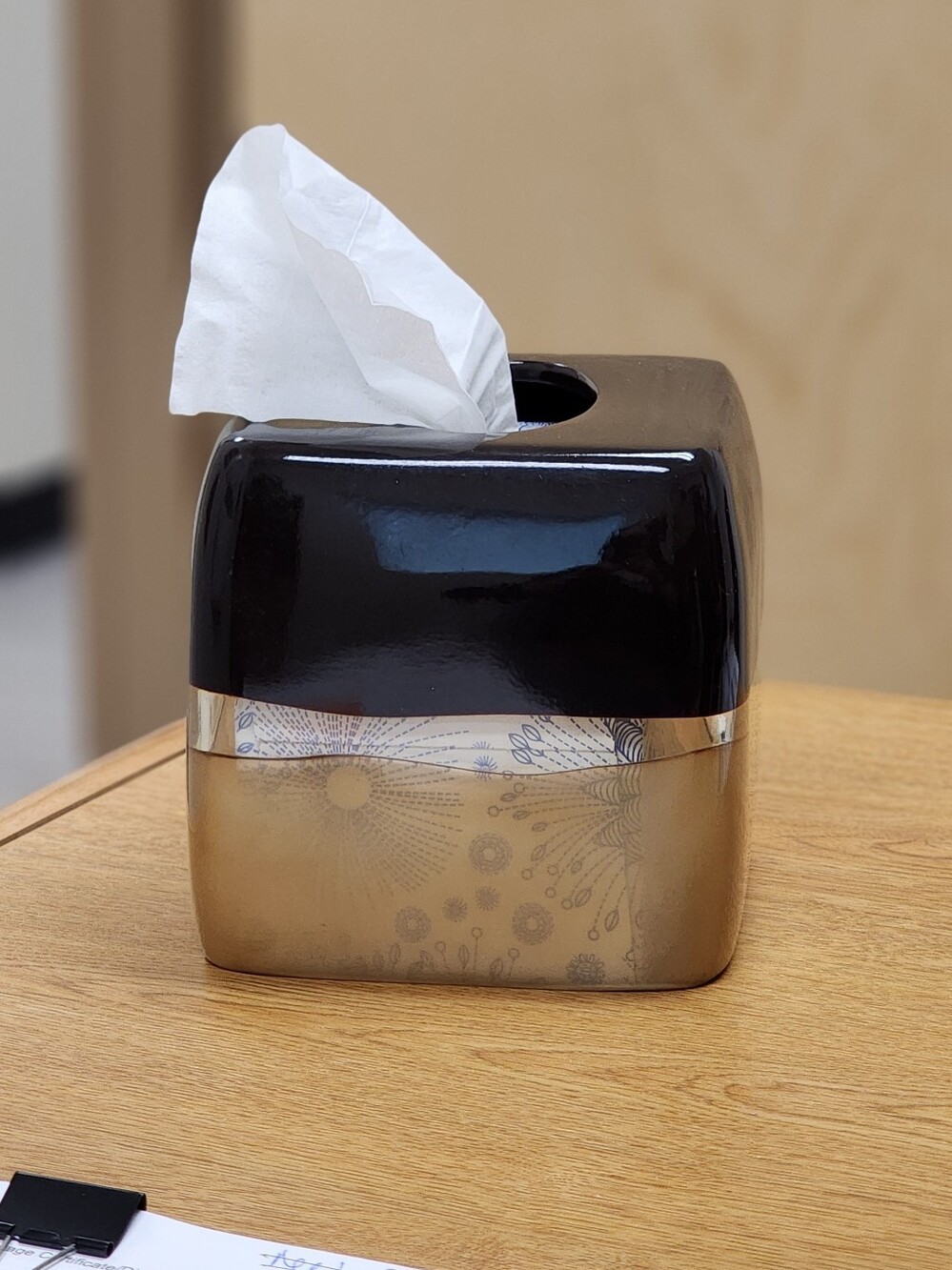 Glossy Dark Brown and Gold Decorative Tissue Box Cover